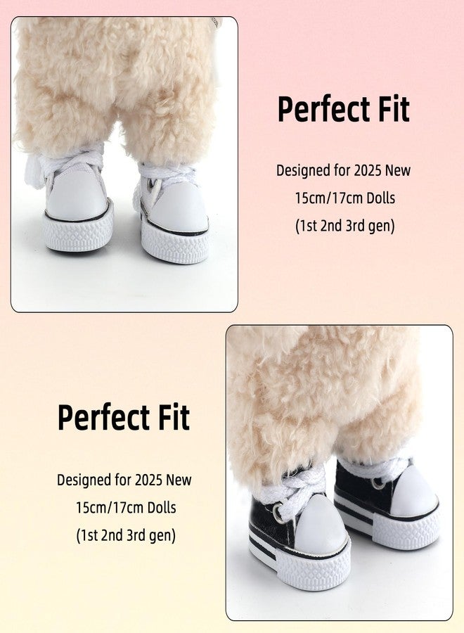 Tmtains 2Pairs Doll Shoes for 15&17cm 2025New Dolls Cute Mini Lace up Canvas Sneakers Match for Dolls Clothes Kawaii Finger Shoes for 1st/2nd/3rd Gen Doll Dress up Decoration Accessories (No Doll) - Image 4